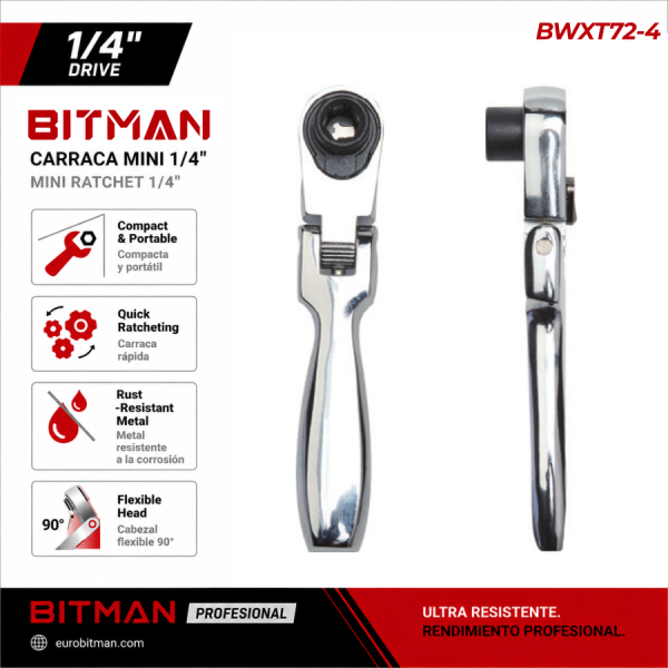 MINI LLAVE DE CARRACA CABEZAL ANGULAR 90º, ACEPTA VASOS